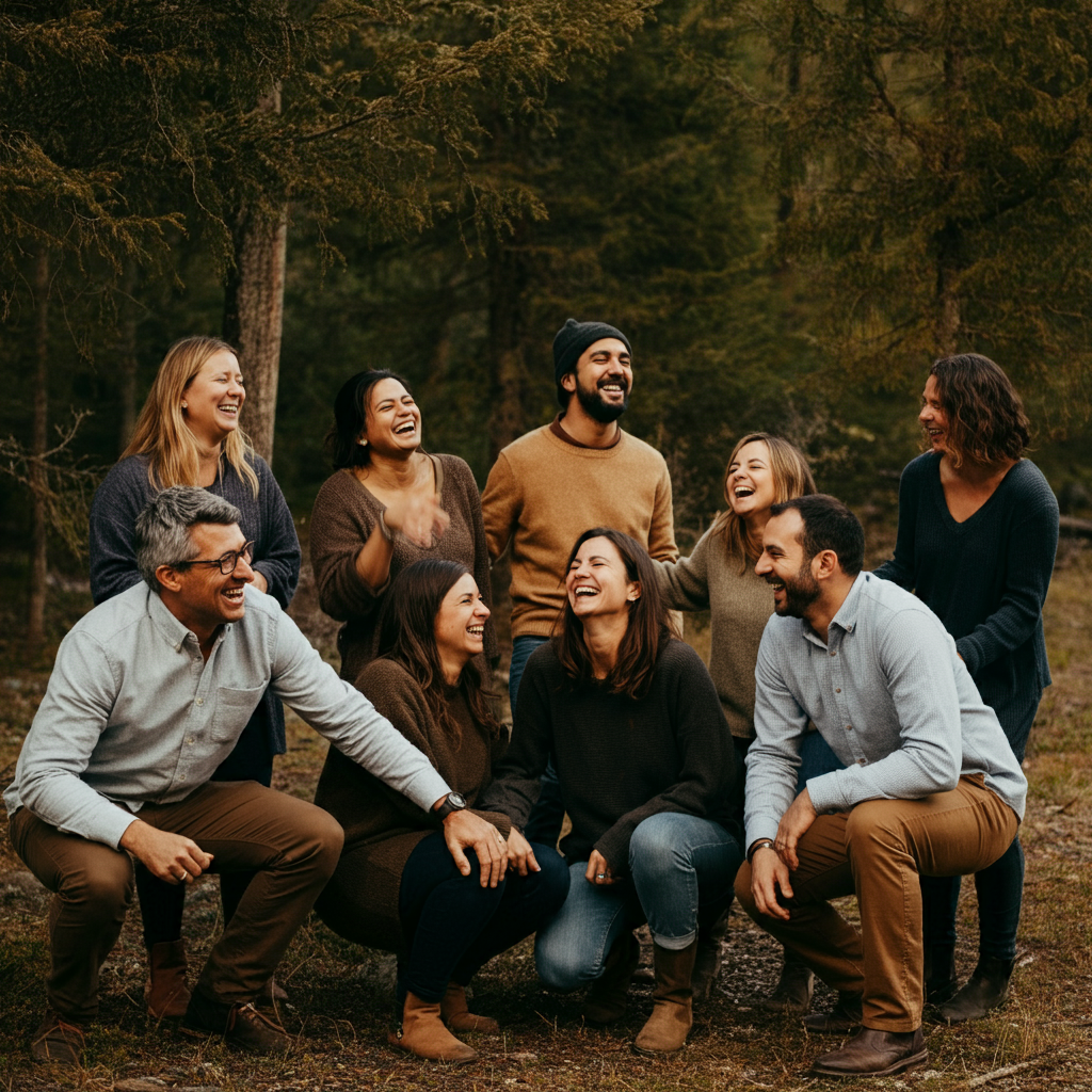 Annual retreat group photo in nature